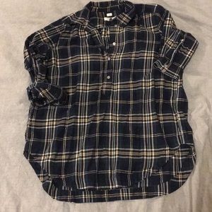 Loft button front plaid blouse